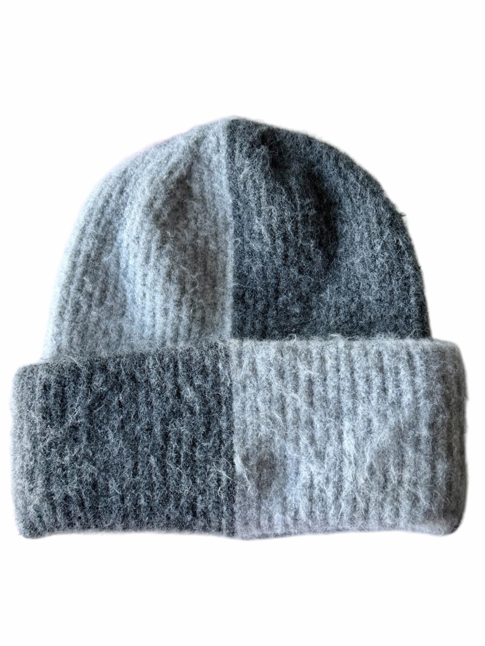 Maeve by Anthropologie Gray Color Block Knit Beanie Hat Soft Cozy Winter OS